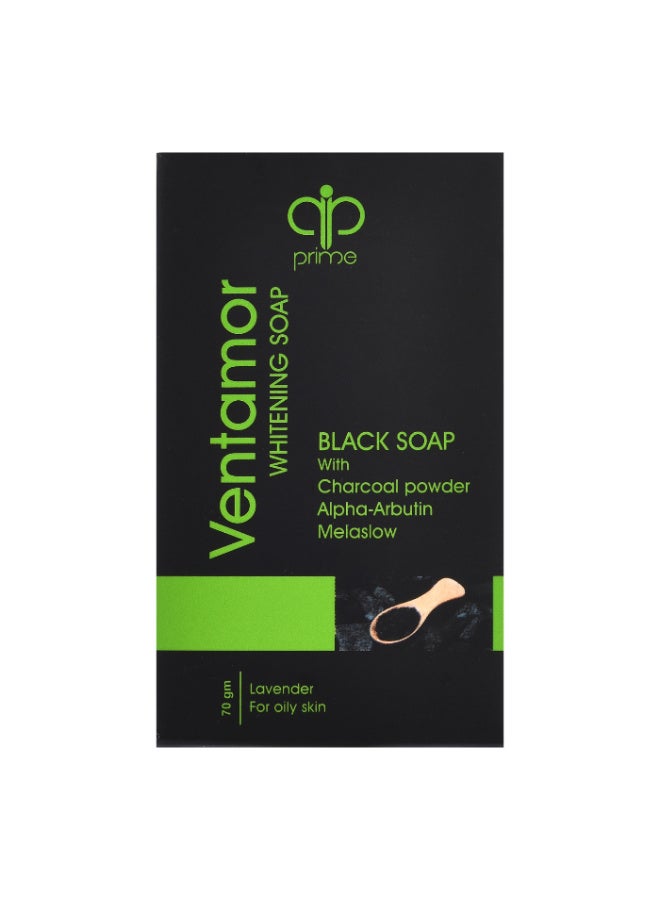 Ventamor Black Whitening Soap 70 gm with Charcoal, Salicylic Acid & Alpha Arbutin – Deep Cleansing Bar, Controls Oil, Reduces Dark Spots & Acne Marks, Brightens Skin, Ideal for Oily Skin - Image 2